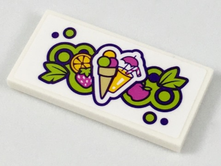 87079pb0449 - Tile 2 x 4 with Fruit, Sorbet, and Tropical Drink Pattern (Sticker) - Set 41313