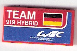 87079pb0535 - Tile 2 x 4 with 'TEAM 919 HYBRID', German Flag and 'WEC FIA WORLD ENDURANCE CHAMPIONSHIP' Pattern (Sticker) - Set 75876