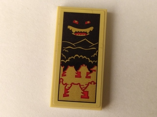 87079pb0585 - Tile 2 x 4 with Gold Houses, Black Sky and Garmadon Face Pattern (Sticker) - Set 70643