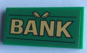 87079pb0839 - Tile 2 x 4 with 'BANK' Pattern (Sticker) - Set 60140