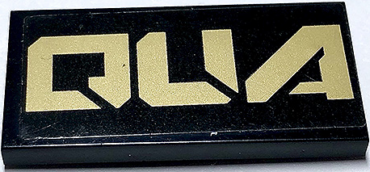 87079pb0881L - Tile 2 x 4 with Gold 'QUA' (QUAKe Left Half) Pattern (Sticker) - Set 70632