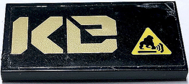 87079pb0881R - Tile 2 x 4 with Gold 'Ke' (QUAKe Right Half) and Gorilla Warning Sign Pattern (Sticker) - Set 70632