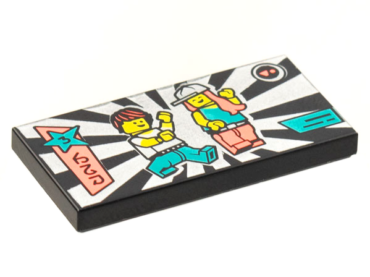 87079pb0979 - Tile 2 x 4 with Dancefloor, Silver Sunburst, 2 Dancers Pattern