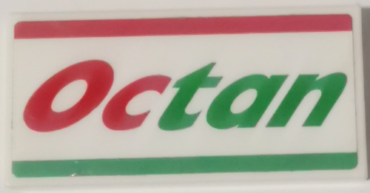 87079pb1152 - Tile 2 x 4 with Red and Green Stripes and 'Octan' Pattern (Sticker) - Set 60257