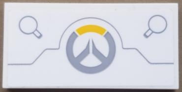 87079pb1330 - Tile 2 x 4 with Overwatch Logo, Light Bluish Gray Line and Latches Pattern (Sticker) - Set 75975