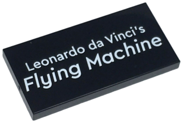 87079pb1488 - Tile 2 x 4 with White 'Leonardo da Vinci's Flying Machine' Pattern