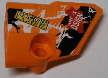 87086pb037 - Technic, Panel Fairing # 2 Small Smooth Short, Side B with 'RACING LUBE' and 'GRF-X DSIGN' and Black, Orange and White Pattern (Sticker) - Set 42007