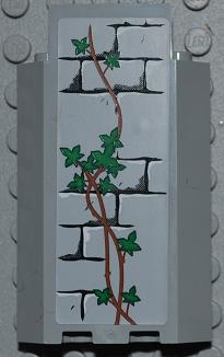 87421pb004 - Panel 3 x 3 x 6 Corner Wall without Bottom Indentations with Bricks Pattern and Ivy Trunks with 12 Leaves Pattern (Sticker) - Sets 7946 / 7948