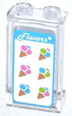87544pb018 - Panel 1 x 2 x 3 with Side Supports - Hollow Studs with 'Flavors', White Star and 6 Ice Cream Cones Pattern (Sticker) - Set 70804