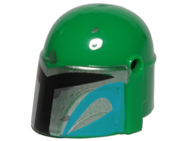 87610pb11 - Minifigure, Headgear Helmet with Holes, SW Mandalorian with Silver and Medium Azure Pattern
