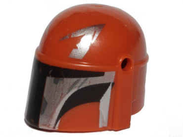87610pb12 - Minifigure, Headgear Helmet with Holes, SW Mandalorian with Silver and Black Pattern