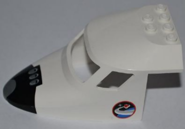 87613pb004b - Aircraft Fuselage Forward Top Curved 6 x 10 x 4 with 3 Window Panes with Black Space Shuttle Nose and Space Logo Pattern on Both Sides (Stickers) - Set 3367