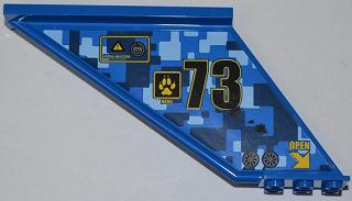 87614pb004R - Tail 12 x 2 x 5 with Filler Cap, Black Number 73, and Yellow 'OPEN' and Arrow Pattern Model Right (Sticker) - Set 7067