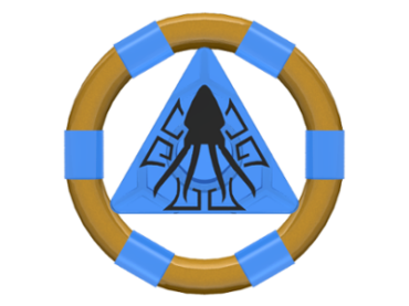 87748pb04 - Ring with Center Triangle with Gold Bands and Squid Pattern (Atlantis Treasure Key)