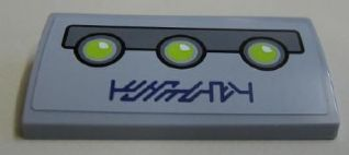 88930pb008 - Slope, Curved 2 x 4 x 2/3 with Bottom Tubes with 3 Green Lights and Alien Characters Pattern (Sticker) - Set 7065