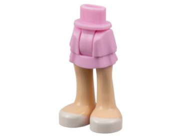 92250c00pb05 - Mini Doll Hips and Skirt Layered, Light Nougat Legs and White Shoes Pattern - Thick Hinge
