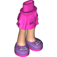 92250c00pb22 - Mini Doll Hips and Skirt Layered, Light Nougat Legs and Medium Lavender Shoes with White Laces and Dark Pink Soles Pattern - Thick Hinge