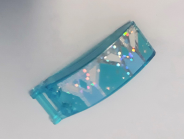 92474pb005R - Windscreen 6 x 2 x 2 with Bar Handle with Bright Light Blue, Medium Azure and White Shapes on Silver Holographic Glitter Background Pattern Model Right Side (Sticker) - Sets 41148 / 43172