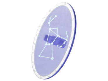 92747pb17 - Minifigure, Shield Elliptical with Silver Border and Metallic Light Blue Orion Constellation Pattern