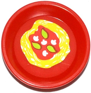 93082fpb002 - Friends Accessories Dish, Round with Pasta, Sauce, Mushrooms and Leaves Pattern (Sticker) - Set 41034