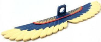 93250pb01 - Minifigure Wings Bird Extended with Tan Feathers, Red Curved Line, and Gold Geometric Pattern