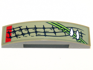 93273pb021L - Slope, Curved 4 x 1 x 2/3 Double with Scales, Vines and Teeth Pattern Model Left Side (Sticker) - Set 70001