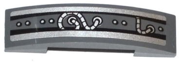93273pb037 - Slope, Curved 4 x 1 x 2/3 Double with Black and Silver Stripes, Rivets and Silver Cables Pattern (Sticker) - Set 70722