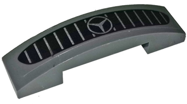 93273pb113 - Slope, Curved 4 x 1 x 2/3 Double with Mercedes-Benz Logo on Silver and Black Car Grille Pattern (Sticker) - Set 75877