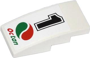 93606pb019 - Slope, Curved 4 x 2 with Black Number 1 and Octan Logo Pattern (Sticker) - Set 60053