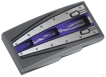 93606pb024 - Slope, Curved 4 x 2 with Dark Purple Stripe, Silver Armor Plates with Rivets, and Black Air Intakes Pattern (Sticker) - Set 70722