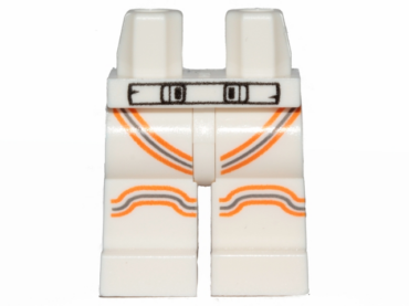 970c00pb0973 - Hips and Legs with Black Outlined Belt, Dark Bluish Gray and Orange Stripes Pattern