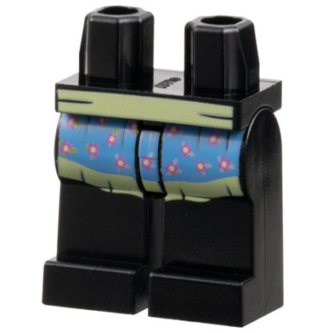 970c00pb1035 - Hips and Legs with Bright Light Yellow and Medium Blue Apron with Dark Pink Flowers Pattern