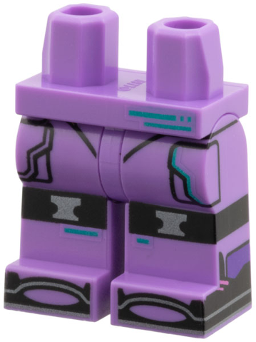 970c00pb1818 - Hips and Legs with Dark Turquoise Stripes, Black Kneepads, Pocket Lines, and Toes, Silver Trim Pattern