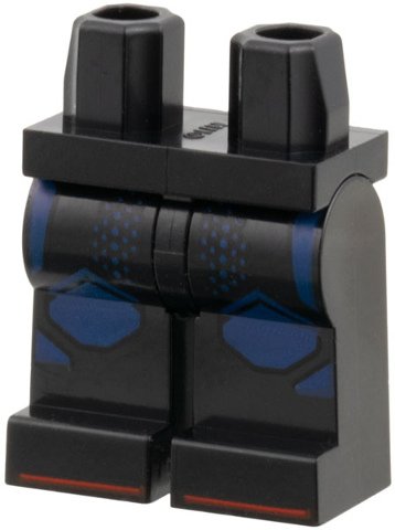 970c00pb1819 - Hips and Legs with Dark Blue Kneepads, Dots and Trim, Red Toe Lines Pattern