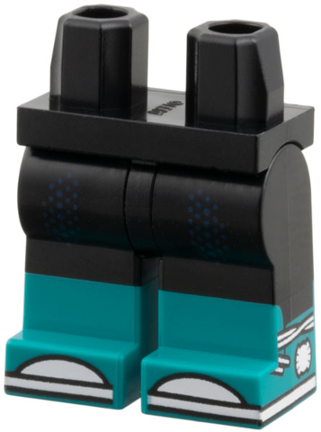 970c00pb1820 - Hips and Legs with Molded Dark Turquoise Lower Legs / Boots and Printed Dark Blue Dots, White Toes, Soles and Laces Pattern