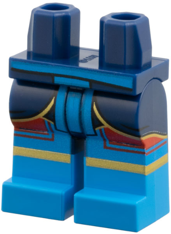 970c00pb1822 - Hips and Legs with Molded Dark Azure Lower Legs / Boots and Printed Dark Azure Sash, Red and Gold Trim Lines Pattern