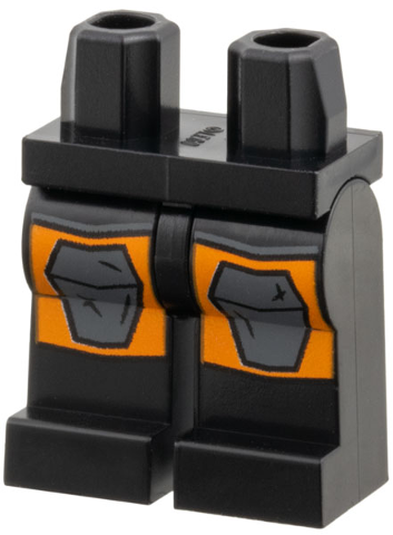 970c00pb1824 - Hips and Legs with Dark Bluish Gray Hexagonal Panels on Orange Squares Pattern