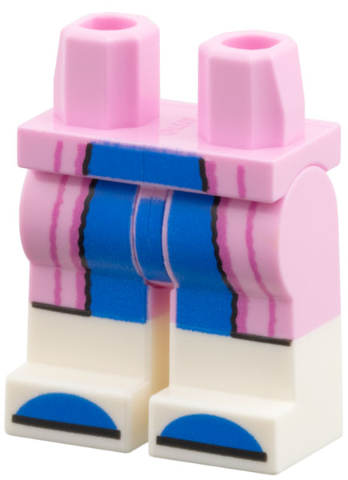 970c00pb1825 - Hips and Legs with Molded White Lower Legs / Boots and Printed Robe Ends with Dark Pink Hem, Blue Pants and Toes Pattern