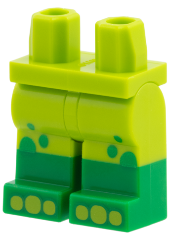 970c00pb1857 - Hips and Legs with Molded Green Lower Legs / Boots, Bright Green Spots, Lime Toes Pattern