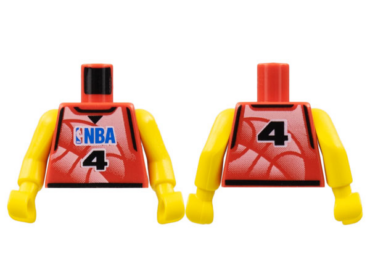 973bpb157c01 - Torso NBA Player Number 4 Pattern / Yellow NBA Arms