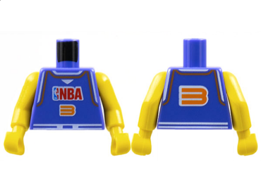 973bpb179c01 - Torso NBA Player Number 3 Pattern / Yellow NBA Arms