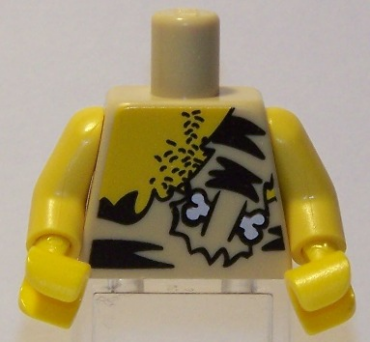 973pb0659c01 - Torso Male with Chest Hair and Animal Print Top with Bone Pattern / Yellow Arms / Yellow Hands