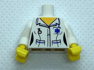 973pb0667c01 - Torso Hospital EMT Star of Life, Female Shirt Open Collar and Fob Watch Pattern / White Arms / Yellow Hands