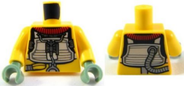 973pb0673c01 - Torso SW Trandoshan Armor with Dark Red Collar and Printed Back Pattern / Yellow Arms / Sand Green Hands