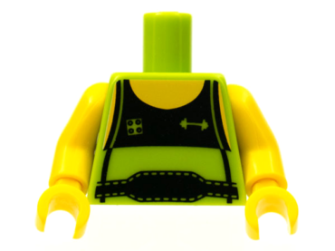 973pb0711c01 - Torso Tank Top with Black Front and Weight Lifter's Belt Pattern / Yellow Arms / Yellow Hands