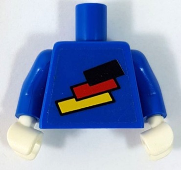 973pb0775c01 - Torso Soccer German Goalie, German Flag Sticker Front, White Number Sticker Back Pattern (specify number in listing) / Blue Arms / White Hands