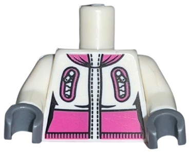 973pb0794c01 - Torso Zipper Pockets with Magenta Collar and Waist Pattern / White Arms / Dark Bluish Gray Hands