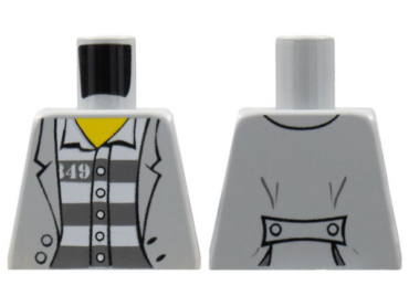 973pb0798 - Torso Town Prisoner Jacket over Shirt with Buttons and Dark Bluish Gray Prison Stripes Pattern