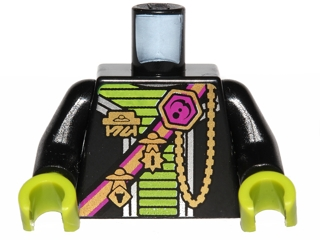 973pb0896c01 - Torso Alien Conquest Alien Shoulder Strap Pattern / Black Arms / Lime Hands