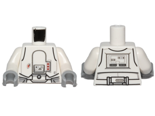 973pb1317c01 - Torso SW Armor Snowtrooper with Printed Back Pattern / White Arms / Light Bluish Gray Hands